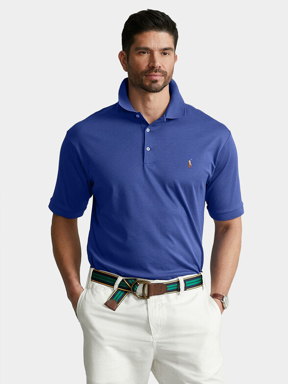 Polo shirt in blue color with short sleeves - 1