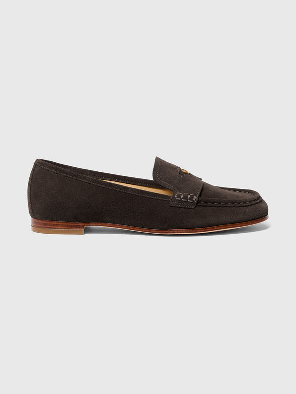 Suede loafers with a gold logo - 1