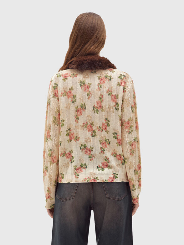 Cardigan with faux fur collar - 3