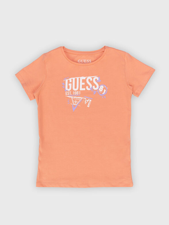Orange T-shirt with contrasting logo element - 1
