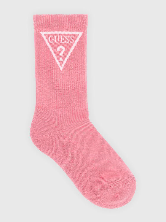 Спортни розови чорапи с контрастно лого - 1