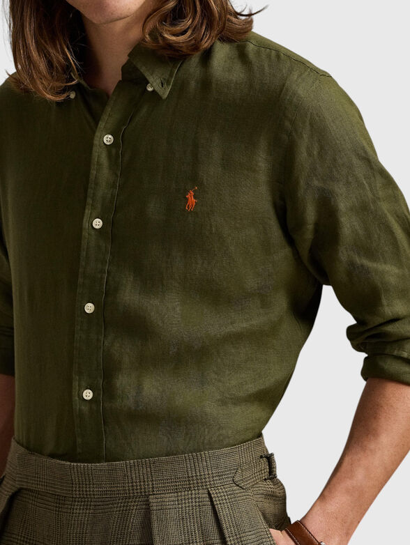 Linen shirt with logo embroidery - 4