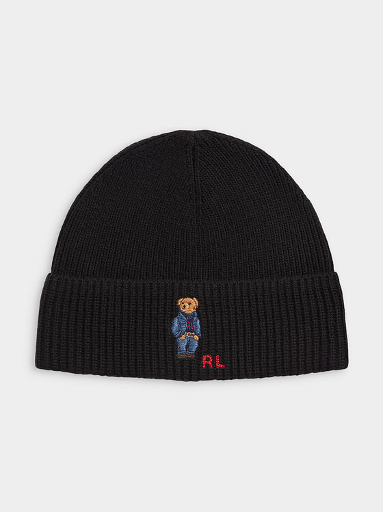 Черна плетена шапка с Polo Bear мотив - 1