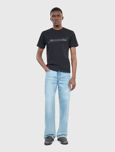 Black cotton T-shirt with print - 4