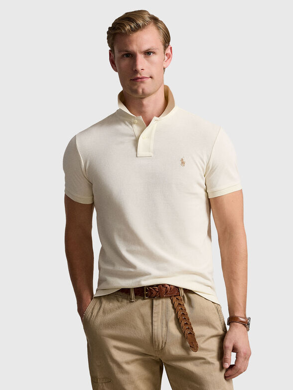Cotton polo shirt in ecru color - 1