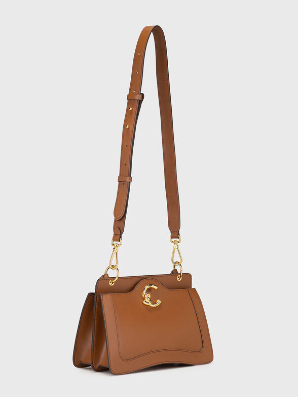 Beige leather bag with long strap - 2
