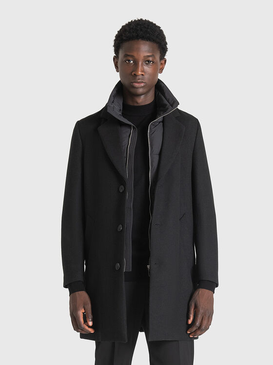 Черно палто от вълнен бленд - 1