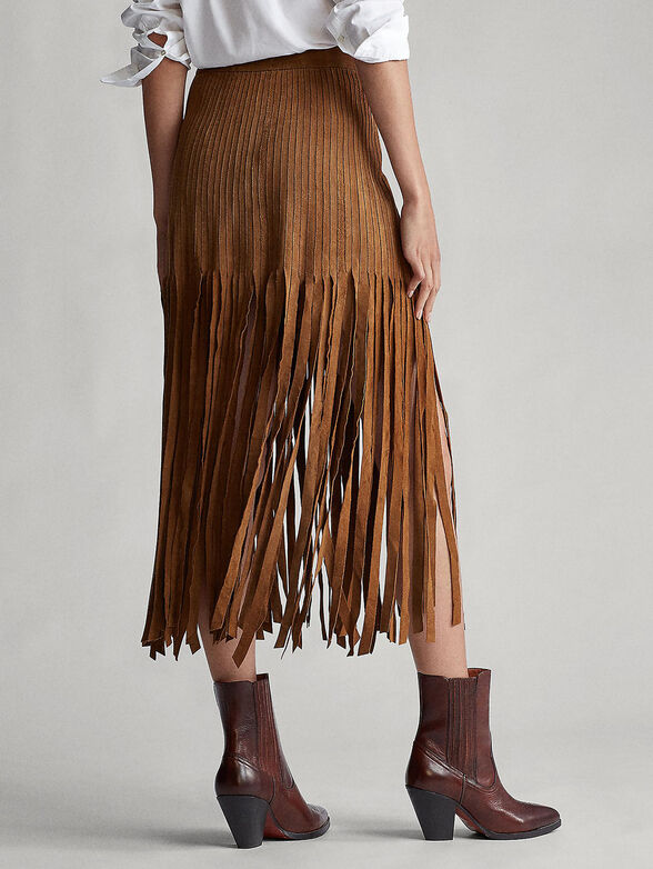 Fringe-trim suede skirt - 4