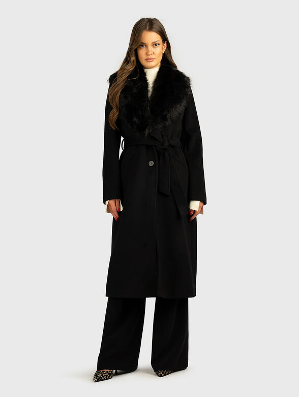 Wool coat with accent collar - 1
