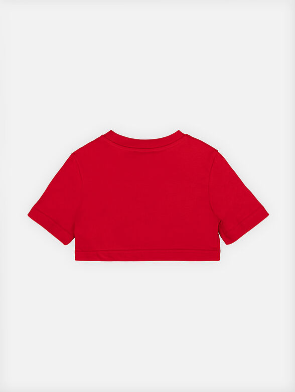 Cropped red T-shirt with logo print - 2