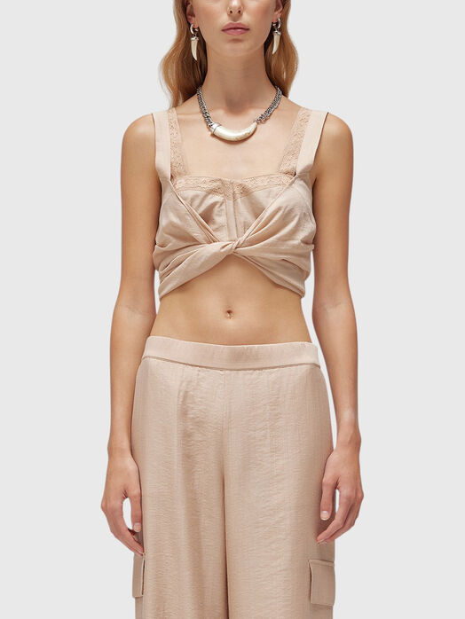 Crop top with lace accent