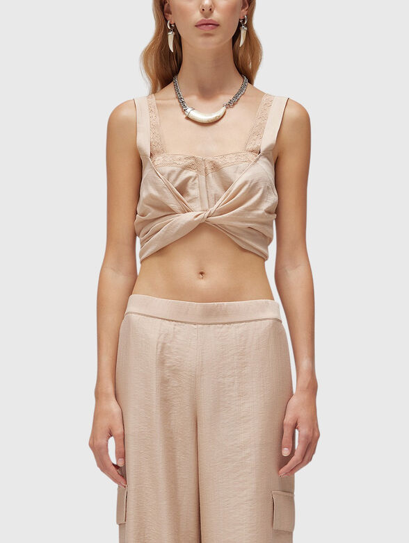 Crop top with lace accent - 1