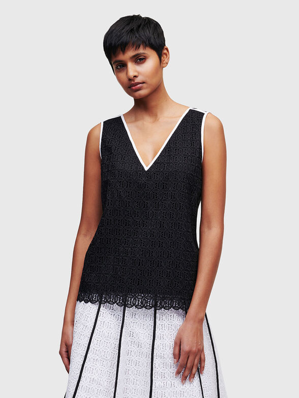 Black lace top with embroidery - 1