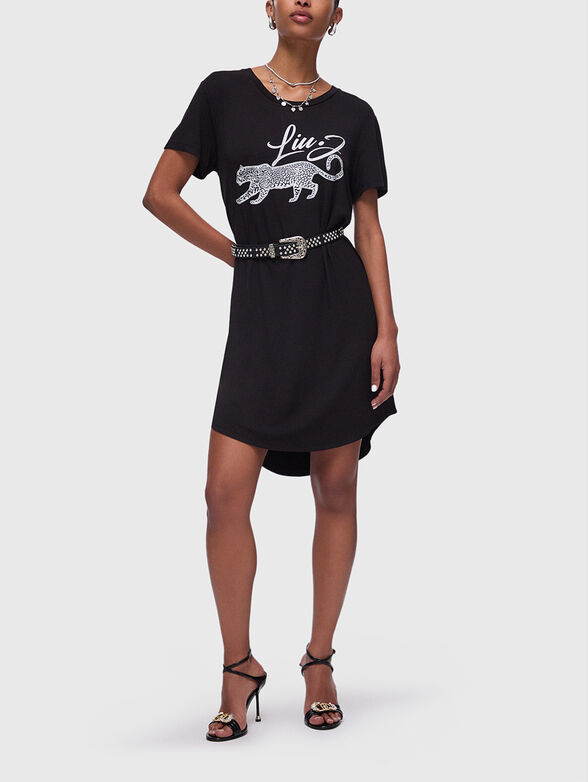 Black dress with animal print - 2