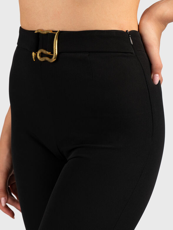 Black slim trousers with accent buckle - 5