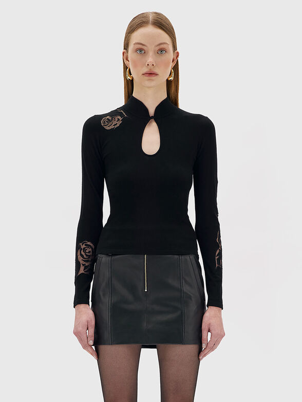Black blouse with sheer details - 1