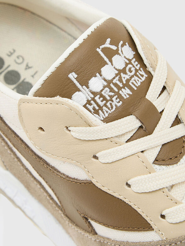 Beige sports shoes with logo embroidery - 4
