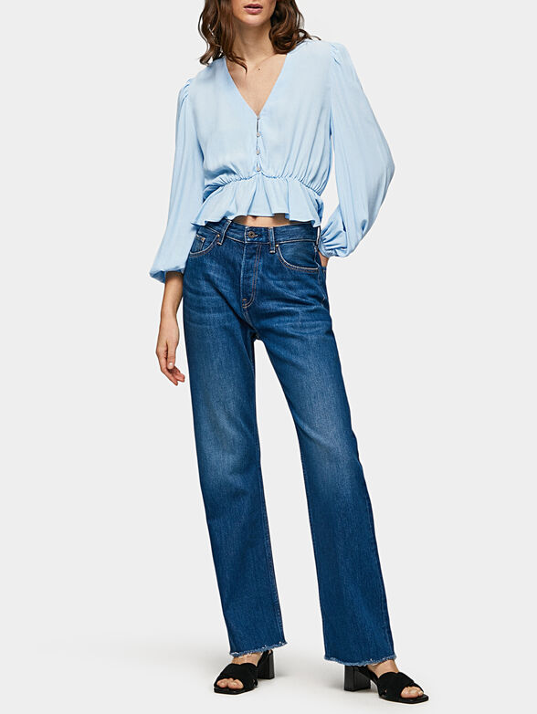 EDITA blue blouse with puff sleeve - 2