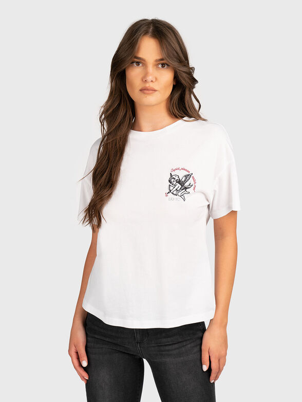 Cotton T-shirt with accent embroidery - 1
