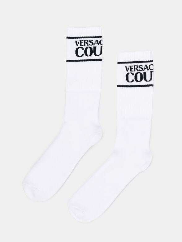 White socks with logo print - 1