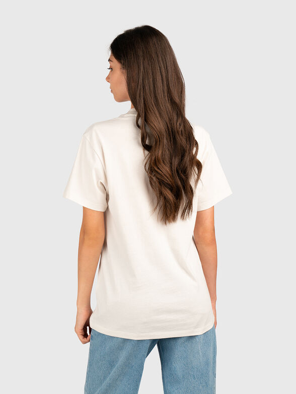 Cotton T-shirt with oval neckline and accent print - 2