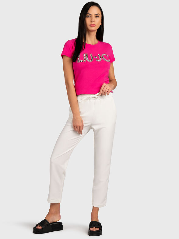 White T-shirt with animal print logo - 2