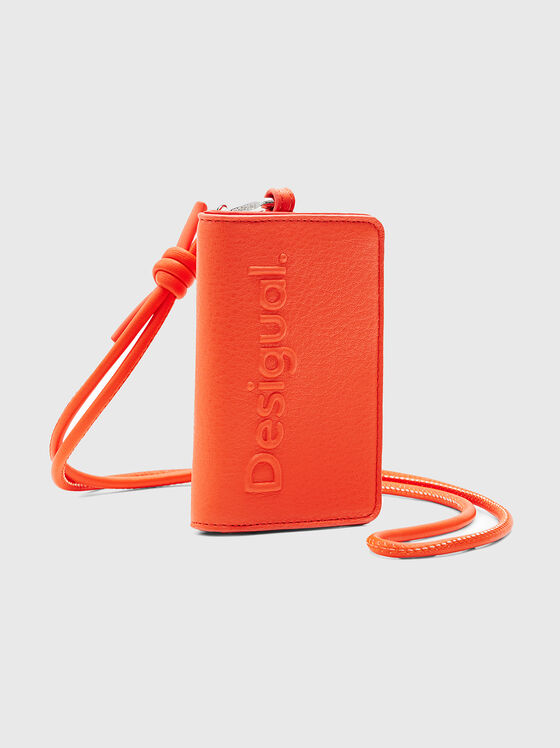 Оранжево портмоне с релефно лого - 1