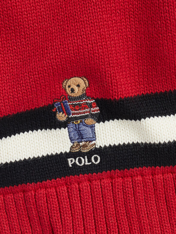 Knitted cotton scarf with Polo Bear embroidery - 2