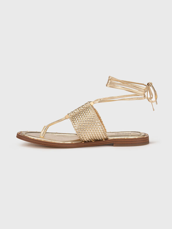 JAGGER gold-colored lace-up sandals - 4