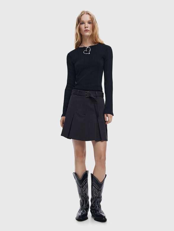 Cotton sweater with oval neckline - 2