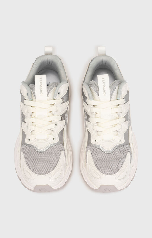 RETRO RUNNER white sports shoes brand TRUSSARDI