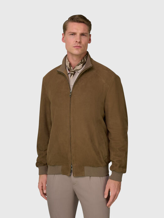 Suede bomber jacket