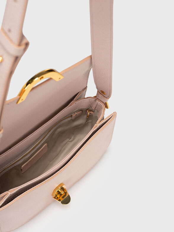 Leather crossbody bag in beige - 6