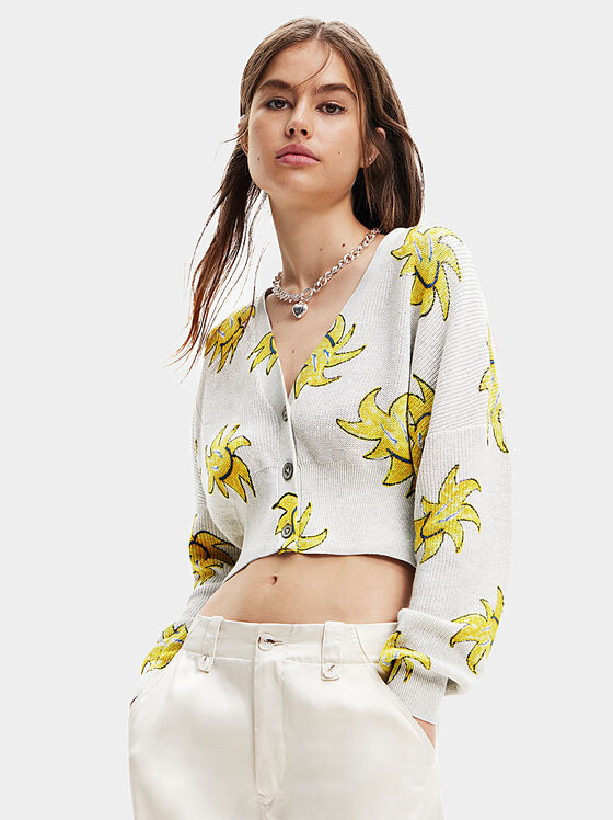 Cardigan with contrasting print - 1