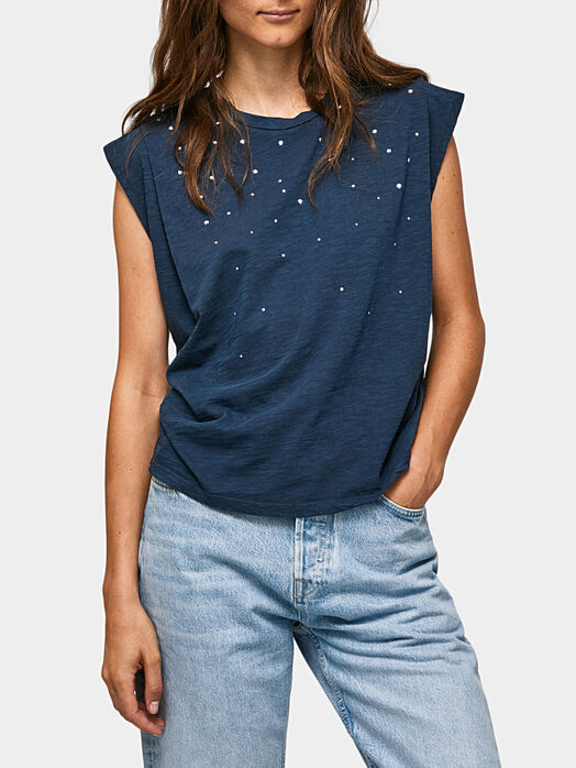 Blue top MORGANA with glittering appliqués