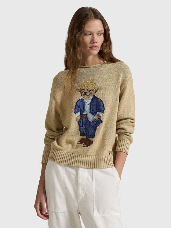 Бежов пуловер Polo Bear - 1