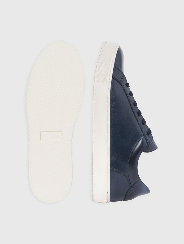 Leather sports shoes in dark blue - 4