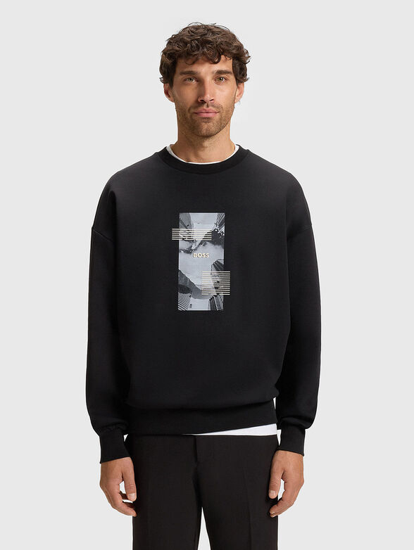 Cotton sweatshirt with accent print - 1