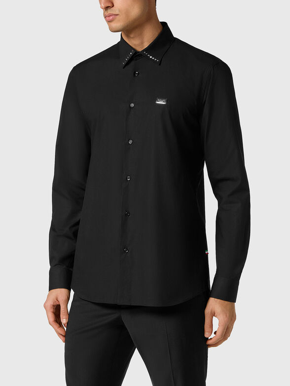 Logo patch shirt in black  - 1