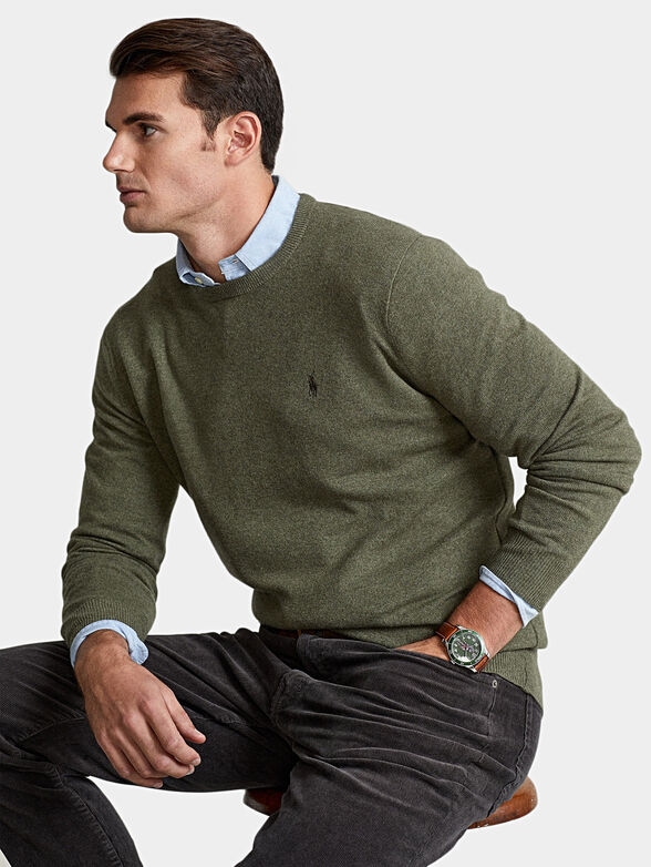 Merino wool sweater in green color - 1