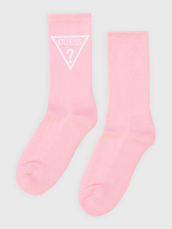 Pink socks with contrasting logo - 1