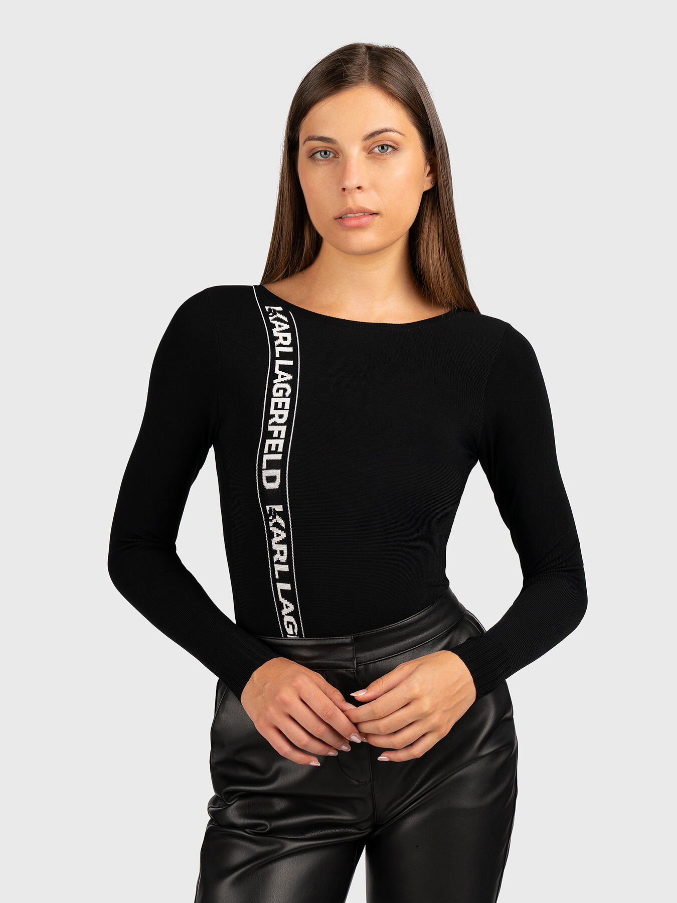 【2024A/W新作★送料無料】 long Black sleeve Lagerfeld Karl brand bodysuit トップス