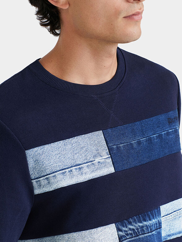 Plush sweatshirt denim patches - 4