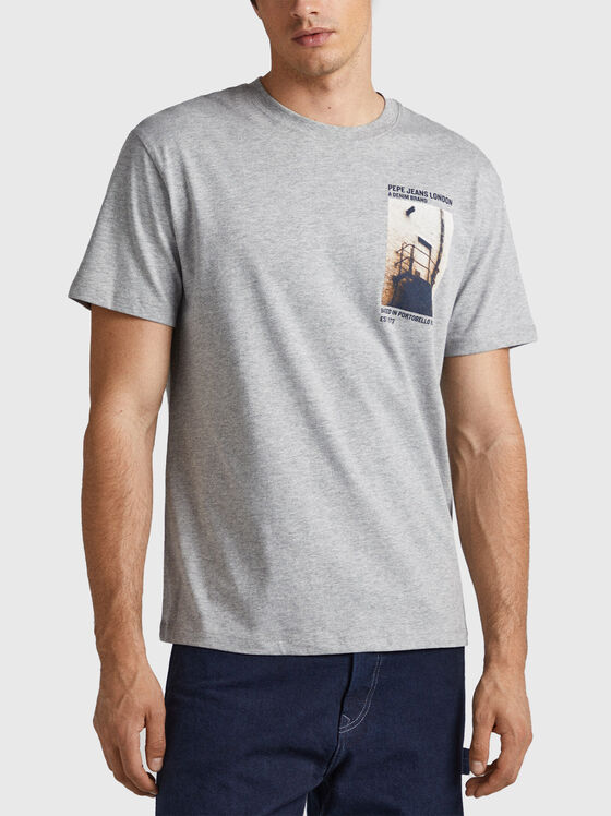 Памучна тениска WILFREDO в сив цвят - 1