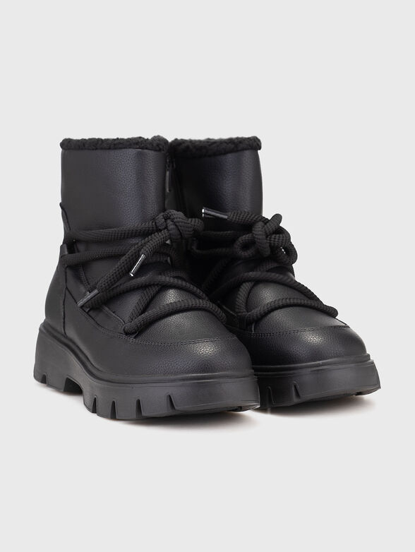 Black ankle boots with accent laces - 2