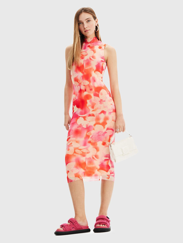 Midi dress with contrast print  - 1