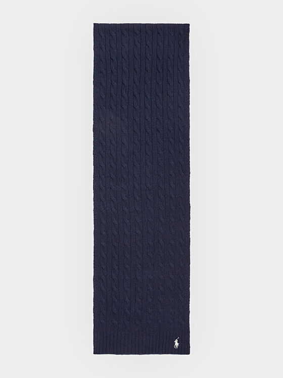 Плетен шал с лого бродерия - 1