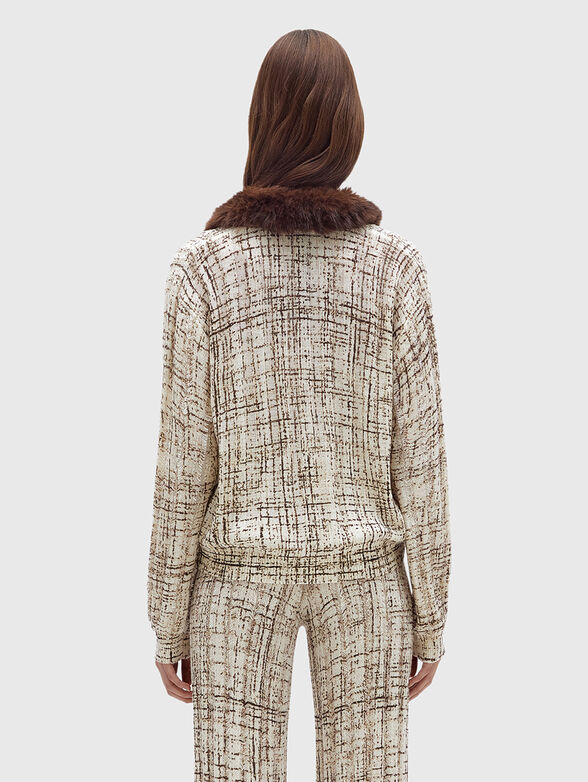 Cardigan with faux fur collar - 3