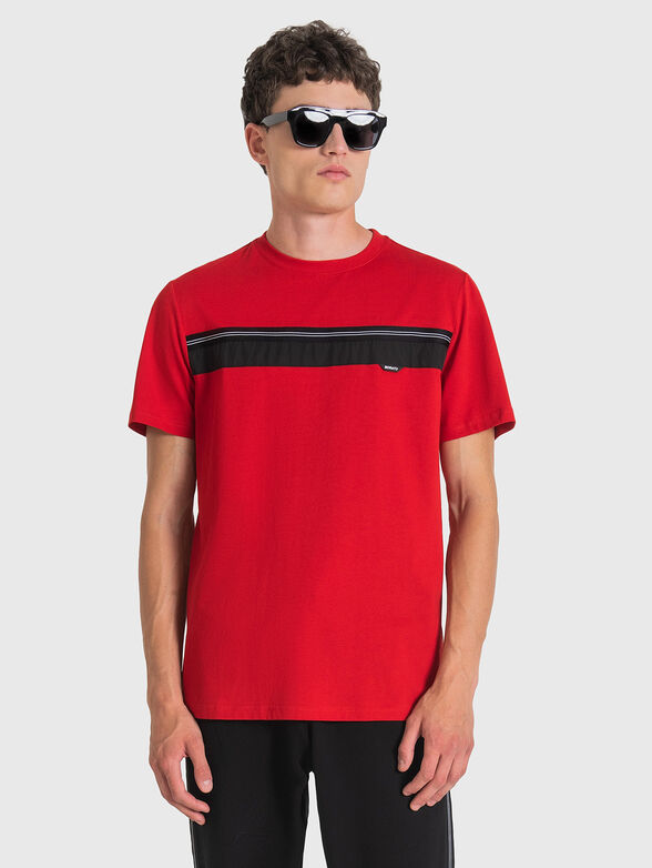Cotton T-shirt with contrasting stripe - 1