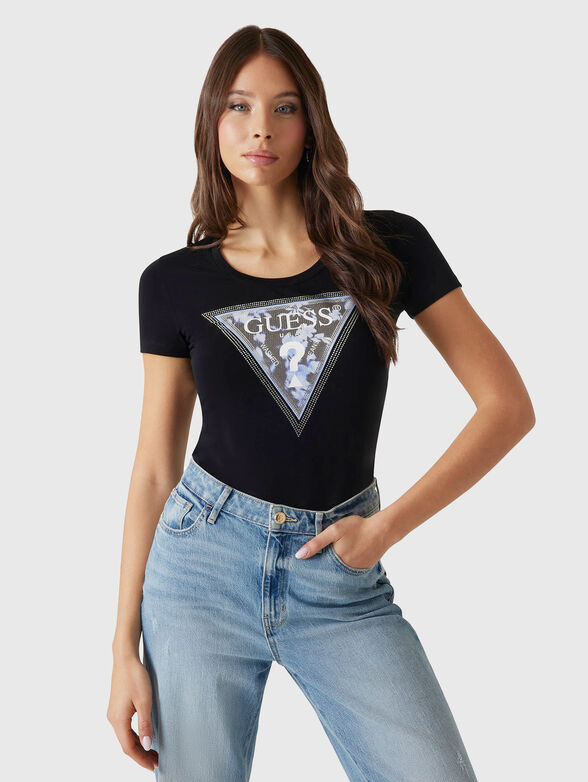 Cotton T-shirt with floral print - 1